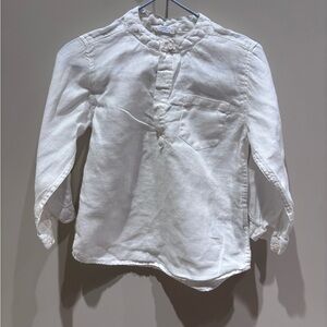 Classic White Kids Shirt mandarin collar 100% linen French brand bout’Chou